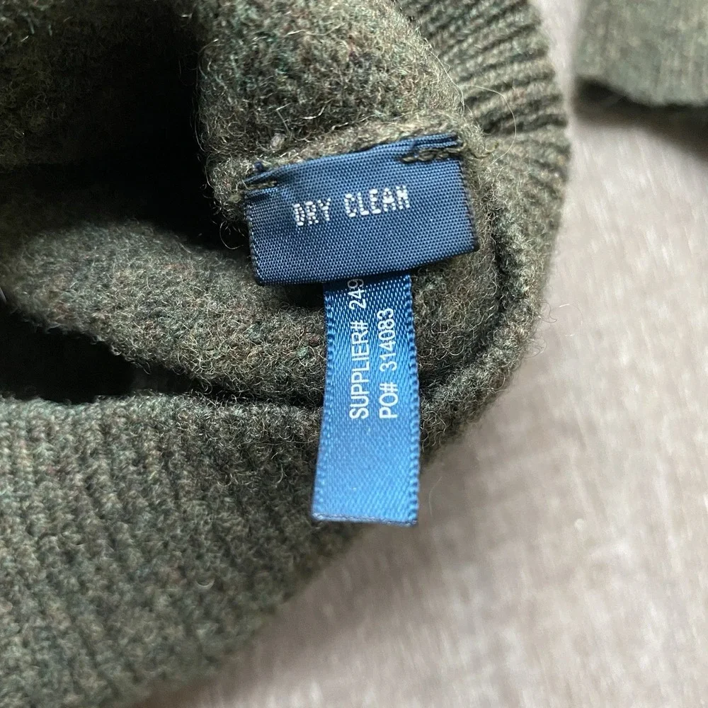 Polo Ralph Lauren Men's 100% Lamb's Wool Dark Green Long Sleeve Pullover Logo M